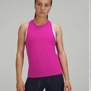 Lululemon Size 12 Swiftly Tech Tank Racerback High Neck Waist Length Pink